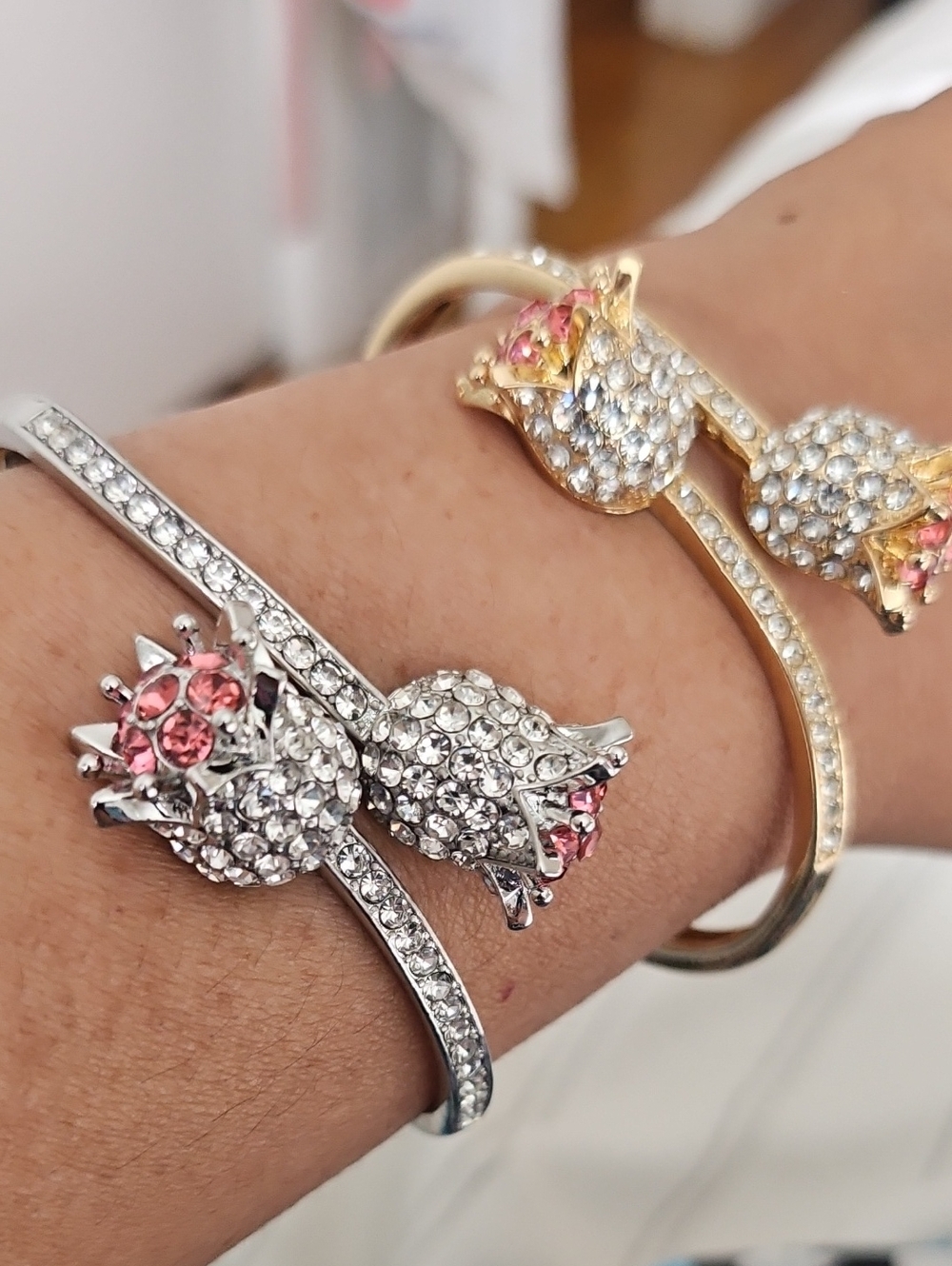 Crystal Pomegranate Cuff Bracelet - Silver & Gold